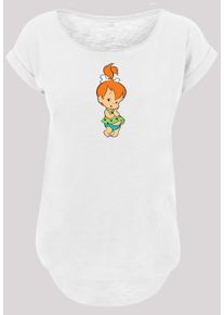 F4NT4STIC Herren Kurzarmshirt "F4NT4STIC Damen Pebbles Flintstone with Ladies Long Slub Tee", weiß, casual, Gr. XS, unifarben, 100% Baumwolle, Shirts