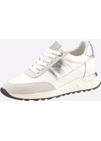 Heine Damen Sneaker, Gr. 39, silber, Leder, Glattleder, Veloursleder, modisch, Schuhe