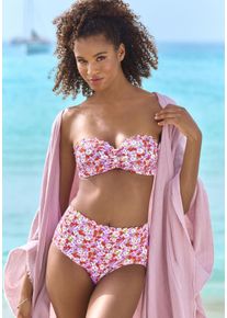 Lascana Damen Highwaist-Bikini-Hose "Jasmin", bunt, Gr. 36, floral, Microfaser, Badehosen, im Blümchen-Druck
