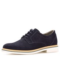 Pius Gabor Herren Schnürschuh, Gr. 7, blau, Veloursleder, unifarben, elegant, Schuhe, Blockabsatz, Businessschuh, Halbschuh mit Ziernähten, G-Weite