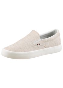 Tommy Hilfiger Herren Slip-On Sneaker "TH HI VULC LOW SLIP ON CH", Gr. 43, beige, Textil, meliert, sportlich, Schuhe, Freizeitschuh, Schlupfschuh,
