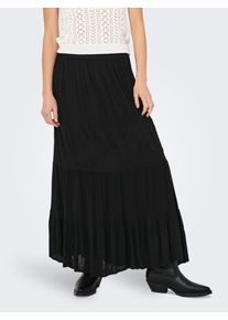 Only Damen Maxirock "ONLCHIARA BRODERIE LONG SKIRT PTM", schwarz, modisch, Gr. XL, unifarben, Obermaterial: 100% Viskose, Röcke