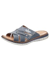 Rieker Herren Pantolette, Gr. 40, blau, Lederimitat, sportlich, Schuhe, Sommerschuh, Schlappen, Poolslides, mit Leder-Innensohle