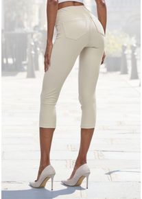 H.I.S. H.I.S Damen Caprihose, Gr. 32, beige, Obermaterial: 70% Baumwolle, 25% Polyester, 5% Elasthan, unifarben, Basic, Hosen, im Schlupfhosen Style