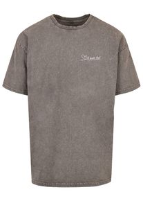 Merchcode Herren T-Shirt "Merchcode Herren It Beats Loud Acid Washed Heavy Oversize Tee", grau, casual, Gr. XS, bedruckt, 100% Baumwolle, Shirts