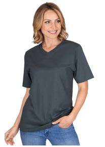 TRIGEMA Damen T-Shirt "TRIGEMA V-Shirt DELUXE Baumwolle", grau, Basic, Gr. XL, 100% Baumwolle, Shirts