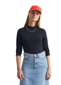 Marc O'Polo Damen Langarmshirt "aus Organic Cotton-Stretch-Jersey", blau, Gr. L, MARC O'POLO DENIM, unifarben, Obermaterial: 96% Baumwolle, 4% Elasthan, Shirts