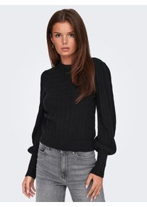 Only Damen Rundhalspullover "ONLKATIA LS STRUC PUFF ONECK CC KNT", schwarz, modisch, Gr. XL, unifarben, Strick, Obermaterial: 50% Viskose, 27% Nylon,