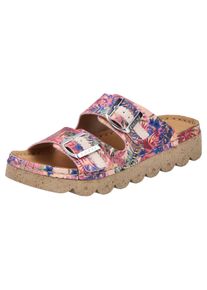 Rieker Damen Pantolette, Gr. 40, rosa, Lederimitat, geblümt, sportlich, Schuhe, Sommerschuh, Schlappen, Hausschuh mit verstellbaren Schnallen