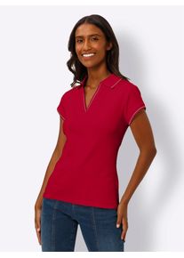Heine Damen Kurzarmshirt "Shirt", rot, Gr. 48, unifarben, 95% Baumwolle, 5% Elasthan, Shirts