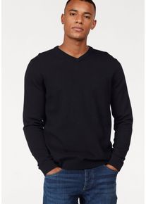 Jack & Jones JACK & JONES Herren V-Ausschnitt-Pullover "JJEBASIC KNIT V-NECK", schwarz, modisch, Gr. M, unifarben, Obermaterial: 100% Baumwolle, Pullover
