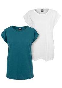 Urban Classics Herren T-Shirt "Urban Classics Damen Ladies Extended Shoulder Tee 2-Pack", blau, casual, Gr. S, unifarben, 100% Baumwolle, Shirts