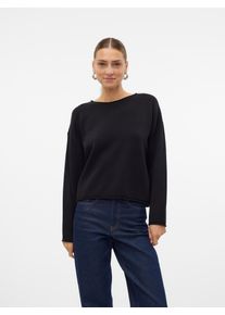 Véro Moda VERO MODA Damen Strickpullover "VMGOLD ROLL LS O-NECK PULLOVER GA", schwarz, modisch, Gr. S, unifarben, Strick, Feinstrick, Obermaterial: 50%
