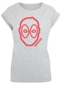ABSOLUTE CULT Herren T-Shirt "ABSOLUTE CULT Damen Ladies Deadpool - Neon Head T-Shirt", grau, casual, Gr. XS, bedruckt, 100% Baumwolle, Shirts