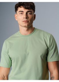 TRIGEMA Herren T-Shirt "TRIGEMA T-Shirt DELUXE Baumwolle", grün, Basic, Gr. L, 100% Baumwolle, Shirts