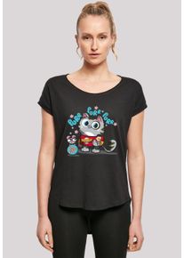 F4NT4STIC Damen T-Shirt "Long Cut Shirt 'Big Bang Theory Bazinga Kitty'", schwarz, casual, Gr. XS, Obermaterial: 100% Baumwolle, Shirts,