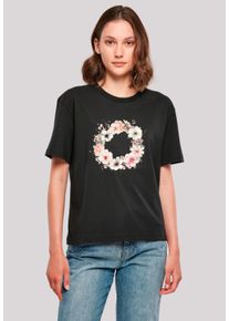 F4NT4STIC Damen T-Shirt "Rosa Blumenkranz", schwarz, casual, Gr. M, Obermaterial: 100% Baumwolle, Shirts, Premium Qualität