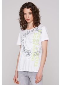 SOCCX Damen Rundhalsshirt, weiß, casual, Gr. M, bedruckt, Material: 100% Baumwolle, Shirts, aus Baumwolle