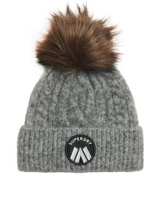 Superdry Damen Beanie "CABLE LUXE KNIT BEANIE HAT", grau, casual, meliert, Strick, Materialmix, Mützen