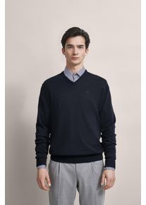 Bugatti Herren Rundhalspullover, blau, casual, Gr. M, Sweatware, 100% Baumwolle, Pullover, mit komfortablem Schnitt