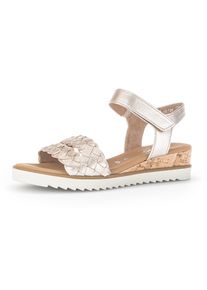 Gabor Damen Sandalette "GENUA", Gr. 37, gold, Glattleder, metallic, feminin, Schuhe, Sommerschuh, Sandale, Keilabsatz, mit Klettverschluss, Weite G