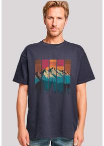 F4NT4STIC Herren T-Shirt "Berg Sonnenuntergang Retro", blau, casual, Gr. XS, Obermaterial: 100% Baumwolle, Shirts, Premium Qualität