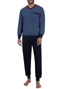 Götzburg GÖTZBURG Herren Pyjama "Manhattan", Gr. 50, blau, Single Jersey, Obermaterial: 100% Baumwolle, bedruckt, gemustert, klassisch, Homewear-Sets,