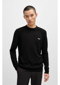 BOSS Green Herren Strickpullover "Momentum_Lite_C", schwarz, casual, Gr. L, unifarben, Strick, Obermaterial: 60% Baumwolle, 40% Polyester, Pullover,