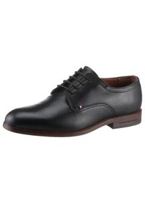 Tommy Hilfiger Herren Schnürschuh "HILFIGER THUNIT LEATHER SHOE", Gr. 42, schwarz, Leder, klassisch, Schuhe, Blockabsatz, Businessschuh,