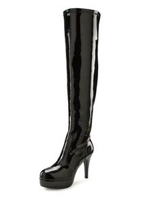 Damen Overkneestiefel "High-Heel-Stiefelette mit Plateau", LASCANA Belle Affaire, Gr. 42, schwarz, Obermaterial: 100% Lederimitat. Futter: 100%