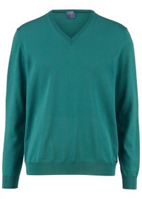 OLYMP Herren V-Ausschnitt-Pullover "OLYMP Strick Casual", grau, casual, Gr. L, Obermaterial: 100% Schurwolle, Pullover, klassischer Strickpullover