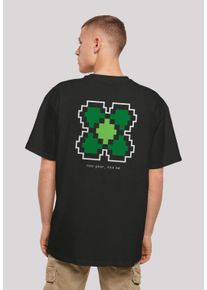 F4NT4STIC Herren T-Shirt "Silvester Happy New Year Pixel Kleeblatt", schwarz, casual, Gr. L, Obermaterial: 100% Baumwolle, Shirts, Print