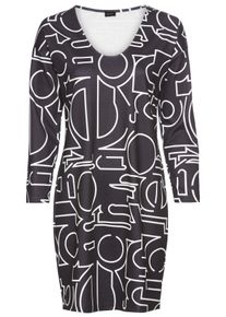 Laura Scott Damen Shirtkleid, schwarz-weiß, feminin, Gr. 32, bedruckt, Obermaterial: 70% Polyester, 25% Viskose, 5% Elasthan, Kleider, mit modernem