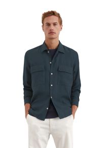 Marc O'Polo MARC O'POLO Herren Langarmhemd "aus reinem Leinen", blau, casual, Gr. XXL, unifarben, Obermaterial: 100% Leinen, Hemden