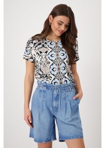monari Damen T-Shirt "Shirt Ornament allover", schwarz, modisch, Gr. 44, gemustert, mehrfarbig, Web, Obermaterial: 95% Viskose, 5% Elasthan, Shirts,