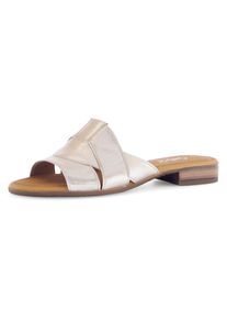 Gabor Damen Pantolette "RHODOS", Gr. 39, gold, Ziegenleder, metallic, klassisch, Schuhe, Blockabsatz, Sommerschuh, Komfortschuh in Bequemweite G (=
