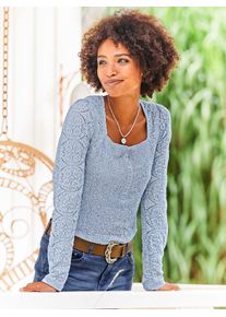 Heine Damen Langarmshirt "Shirt", blau, Gr. 38, unifarben, 50% Polyamid, 40% Baumwolle, 10% Elasthan, Shirts