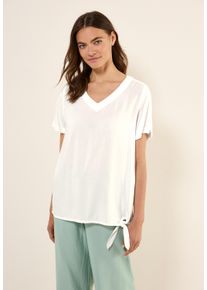 Cecil Damen Kurzarmbluse, weiß, casual, Gr. M, unifarben, Stoff, 100% Viskose, Blusen, in Unifarbe