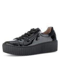 Gabor Damen Plateausneaker, Gr. 43, schwarz, Lackleder, glänzend, casual, Schuhe, Freizeitschuh, Halbschuh, Schnürschuh mit Best Fitting-Ausstattung