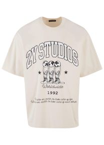 2Y STUDIOS Herren T-Shirt "2Y Studios Herren 2Y Globus Oversize Tee", weiß, casual, Gr. L, bedruckt, 100% Baumwolle, Shirts