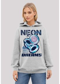 F4NT4STIC Damen Kapuzenpullover "Smiley Originals Neon Dreams Rave Wear", grau, casual, Gr. M, Obermaterial: 80% Baumwolle, 20% Polyester, Pullover,