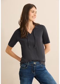 Cecil Damen T-Shirt, grau, casual, Gr. S, unifarben, Web, 100% Baumwolle, Shirts, aus reiner Baumwolle