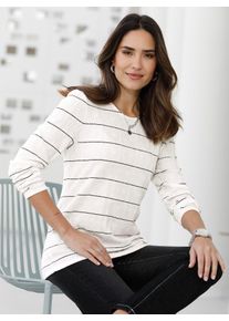 Classic Basics Damen T-Shirt "Langarm-Shirt", schwarz-weiß, Gr. 46, gemustert, mehrfarbig, 95% Polyester, 5% Elasthan, Shirts