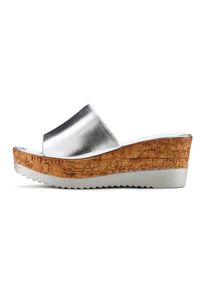 Lascana Damen Pantolette "Sommerschuh", Gr. 42, silber, Obermaterial: 100% Ziegenleder. Futter: 100% Synthetik. Decksohle: 100% Ziegenleder.
