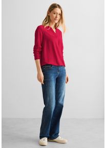 Cecil Damen Langarmbluse, rot, casual, Gr. XL, unifarben, Stoff, 100% Viskose, Blusen, aus softer Viskose