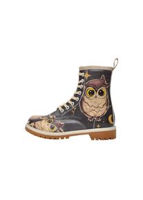 DOGO Damen Schnürboots "Boots Owls Family Damen Boots / Female", Gr. 39, schwarz, Lederimitat, Schuhe, Vegan