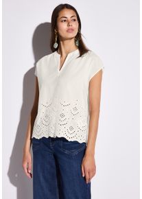 Street One Damen Shirtbluse, weiß, casual, Gr. 46, unifarben, Web, 100% Baumwolle, Blusen, aus reiner Baumwolle