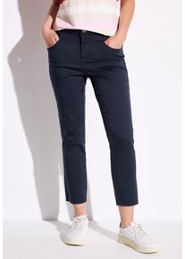 Street One Damen 7/8-Hose, blau, casual, Gr. 38, unifarben mit Farbeinsatz, Web, 97% Baumwolle, 3% Elasthan, Hosen, 4-Pocket Style