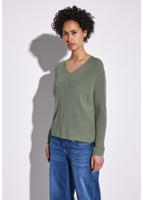 Street One Damen Strickpulloverdusty milky grün, casual, Gr. 36, unifarben, Web, 78% Baumwolle, 22% metallisierte Fasern, Pullover, im soften