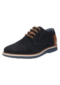 Bugatti Herren Schnürschuh, Gr. 40, blau, Veloursleder, used, casual, Schuhe, Freizeitschuh, Halbschuh, Sneaker mit Ziernähten